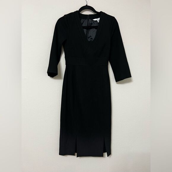 LK Bennett Sky Black Crepe Sophisticated Black Midi Dress - Picture 6 of 11